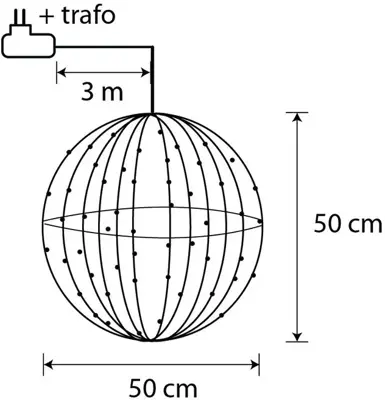 Luca Lighting LED bal 320 lampjes zwart Ø 50cm, warm wit - afbeelding 3