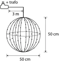 Luca Lighting LED bal 320 lampjes zwart Ø 50cm, warm wit - afbeelding 3