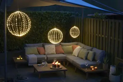 Luca Lighting LED bal 320 lampjes zwart Ø 50cm, warm wit - afbeelding 6