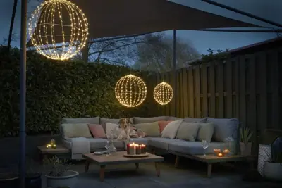 Luca Lighting LED bal 320 lampjes zwart Ø 50cm, warm wit - afbeelding 7