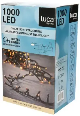Luca Lighting LED kerstverlichting 1000 lampjes 20m, warm wit - afbeelding 2