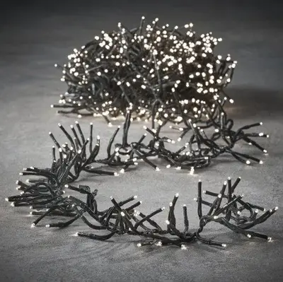 Luca Lighting LED kerstverlichting cluster besjes 768 lampjes groen 5,6m, classic wit - afbeelding 3