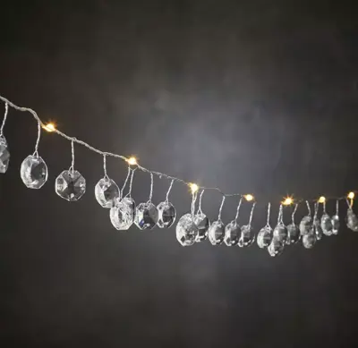 Luca Lighting LED kerstverlichting kristallen op zilverdraad 10 lampjes 1m, warm wit - afbeelding 1