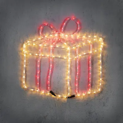 Luca Lighting LED muurdecoratie cadeau 156 lampjes geel 60 x 2 x 59cm - afbeelding 1