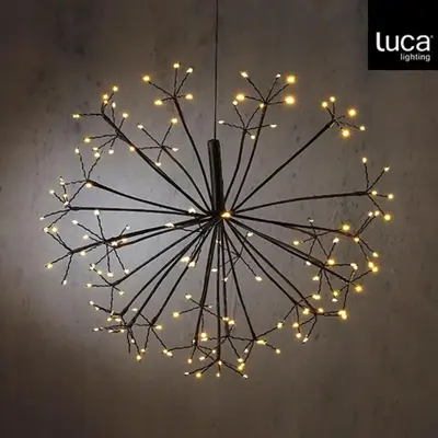 Luca Lighting LED paardenbloem hangend 150 lampjes zwart Ø 58 x 40cm, extra warm wit - afbeelding 3