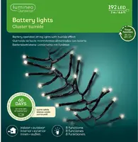 Lumineo Durawise cluster kerstboomverlichting op batterijen 192 LED warm wit 2 meter - afbeelding 3