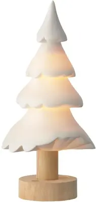 Lumineo kerstfiguur porselein kerstboom micro led 13x13x27cm wit - afbeelding 2