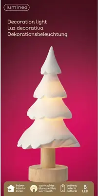 Lumineo kerstfiguur porselein kerstboom micro led 13x13x27cm wit - afbeelding 3