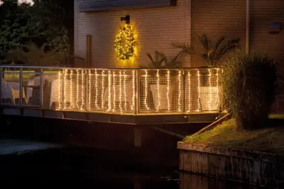Lumineo kerstverlichting LED balkonverlichting 200 lampjes 2 x 1m, warm wit - afbeelding 2