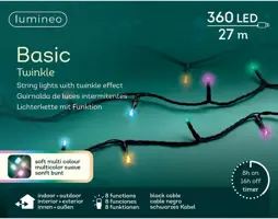 Lumineo kerstverlichting LED basic 260 lampjes 27m, multicolor  - afbeelding 1