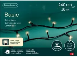 Lumineo kerstverlichting LED Basic Lights 240 lampjes 18m, warm wit - afbeelding 2