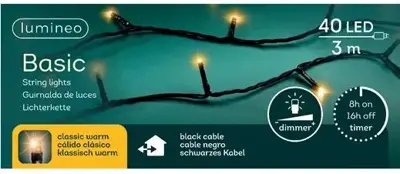 Lumineo kerstverlichting LED Basic Lights 40 lampjes 3m, classic warm - afbeelding 1
