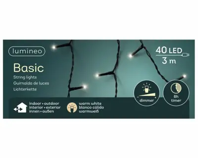 Lumineo kerstverlichting LED Basic Lights 40 lampjes 3m, warm wit - afbeelding 1