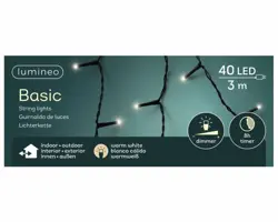 Lumineo kerstverlichting LED Basic Lights 40 lampjes 3m, warm wit - afbeelding 1