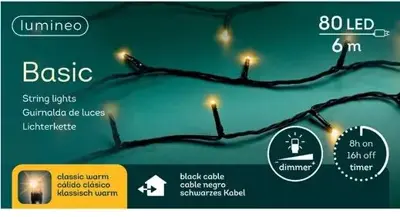 Lumineo kerstverlichting LED Basic Lights 80 lampjes 6m, classic warm - afbeelding 1