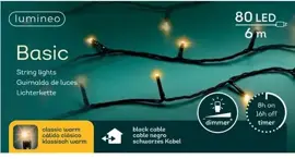 Lumineo kerstverlichting LED Basic Lights 80 lampjes 6m, classic warm - afbeelding 1