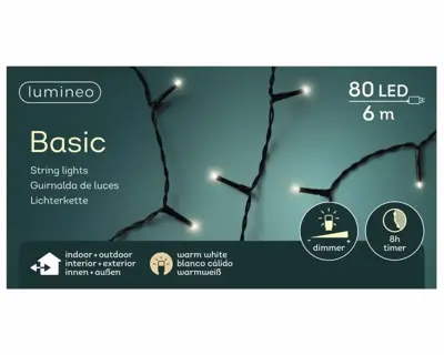 Lumineo kerstverlichting LED Basic Lights 80 lampjes 6m, warm wit - afbeelding 1