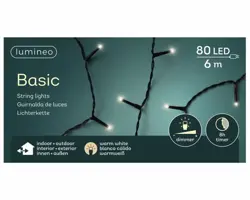 Lumineo kerstverlichting LED Basic Lights 80 lampjes 6m, warm wit - afbeelding 1