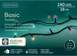 Lumineo kerstverlichting LED Basic Twinkle 240 lampjes 18m, multicolor - afbeelding 1