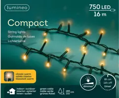 Lumineo kerstverlichting LED Compact Lights 16m, classic warm - afbeelding 1