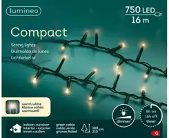 Lumineo kerstverlichting LED Compact Lights 16m, warm wit - afbeelding 1