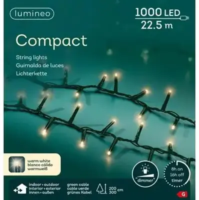 Lumineo kerstverlichting LED Compact Lights 22,5m, warm wit - afbeelding 1
