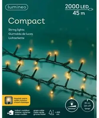 Lumineo kerstverlichting LED Compact Lights 45m, classic warm - afbeelding 1