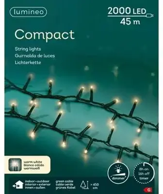 Lumineo kerstverlichting LED Compact Lights 45m, warm wit - afbeelding 1