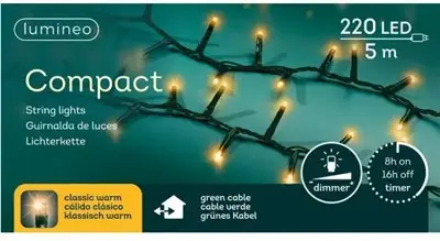 Lumineo kerstverlichting LED Compact Lights 5m, classic warm - afbeelding 1