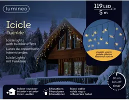 Lumineo kerstverlichting LED Icicle Lights Twinkle 119 lampjes 5m, classic warm - afbeelding 1