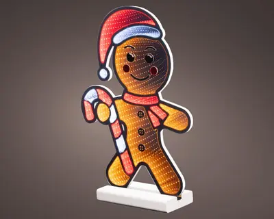 Lumineo kerstverlichting LED Infinity lights gemberkoekman 38cm, warm wit - afbeelding 1