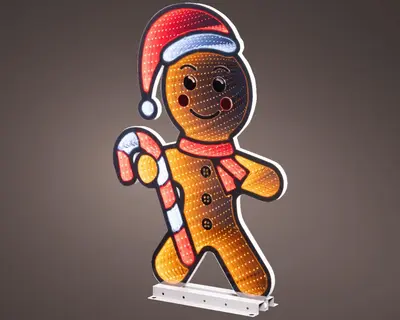 Lumineo kerstverlichting LED Infinity lights gemberkoekman buiten 60cm, warm wit - afbeelding 1