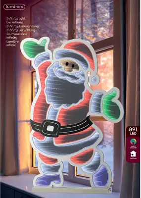 Lumineo kerstverlichting LED Infinity lights kerstman 120cm, koel wit - afbeelding 3