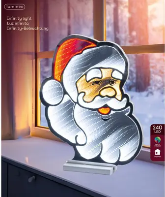 Lumineo kerstverlichting LED Infinity lights kerstman 40cm, koel wit - afbeelding 3