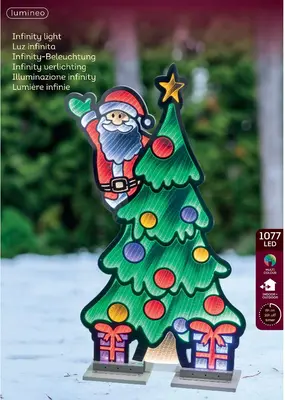 Lumineo kerstverlichting LED Infinity lights kerstman & boom buiten 120cm, koel wit - afbeelding 3