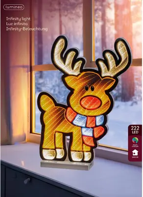 Lumineo kerstverlichting LED Infinity lights rendier 40cm, warm wit - afbeelding 3