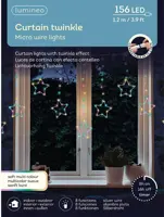 Lumineo kerstverlichting LED twinkelgordijn sterretjes 156 lampjes 1,2m, soft multicolor - afbeelding 2