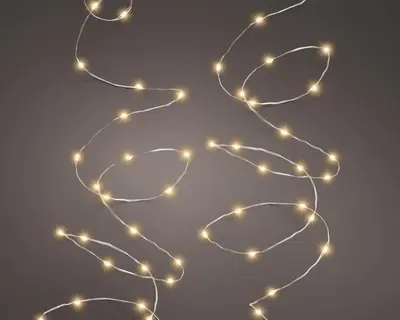 Lumineo kerstverlichting micro LED String Lights op batterij 100 lampjes 4,95m, classic warm - afbeelding 1
