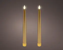 Lumineo LED dinerkaarsen – 2 stuks, goud/warm wit met fire flame effect - afbeelding 1