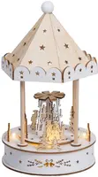 Lumineo LED diorama draaimolen triplex wit Ø 15 x 26cm, warm wit - afbeelding 2