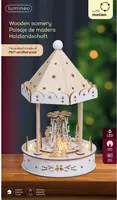 Lumineo LED diorama draaimolen triplex wit Ø 15 x 26cm, warm wit - afbeelding 3