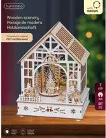 Lumineo LED diorama kersthuisje triplex wit 15 x 18 x 23,8cm, warm wit - afbeelding 3