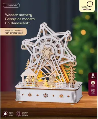 Lumineo LED diorama reuzenrad triplex wit 11 x 20 x 24,5cm, warm wit - afbeelding 3
