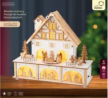 Lumineo LED diorama tudor huis triplex wit 10 x 27 x 24,3cm, warm wit - afbeelding 3