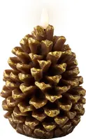 Lumineo LED kaars dennenappel bruin Ø 8,5 x 13,1cm, warm wit - afbeelding 2