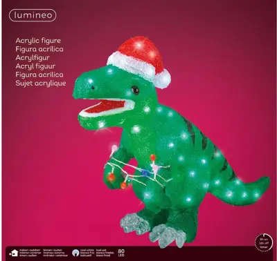 Lumineo LED kerstfiguur acryl dino 61 x 25 x 47cm - afbeelding 2