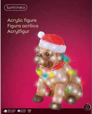 Lumineo LED kerstfiguur acryl hond 34 x 24 x 42cm - afbeelding 2