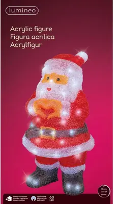 Lumineo LED kerstfiguur acryl kerstman 21,7 x 23 x 41,5cm - afbeelding 2
