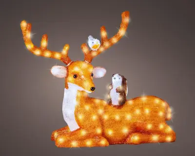 Lumineo LED kerstfiguur acryl liggend rendier 29 x 80,5 x 66,5cm - afbeelding 3