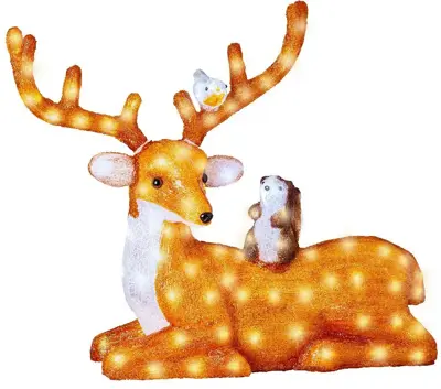 Lumineo LED kerstfiguur acryl liggend rendier 29 x 80,5 x 66,5cm - afbeelding 1